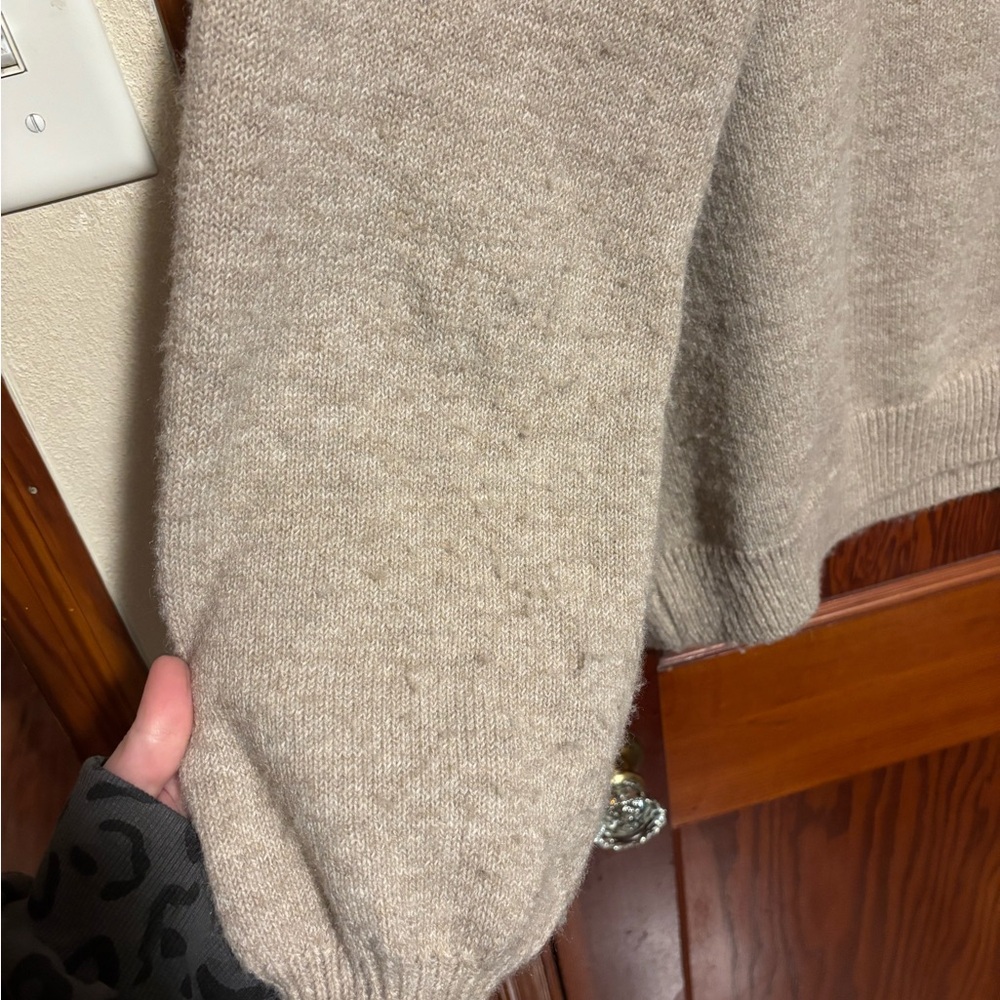 PRINCESS POLLY Women’s Tan Crewneck Knit Oversized Sweater Size 6 - Picture 5 of 6